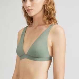 NWT Everlane Women’s Swim, ReNew Plunge Triangle Top, Herb, Size Small